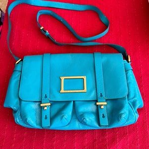 Marc by Marc Jacobs Turquoise Glazed Leather Werdie crossbody bag